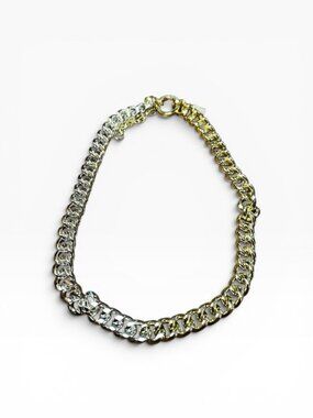 Quay Chunky Curb Necklace Chain Gold Silver Two-Toned 14K Gold Plated NEW
